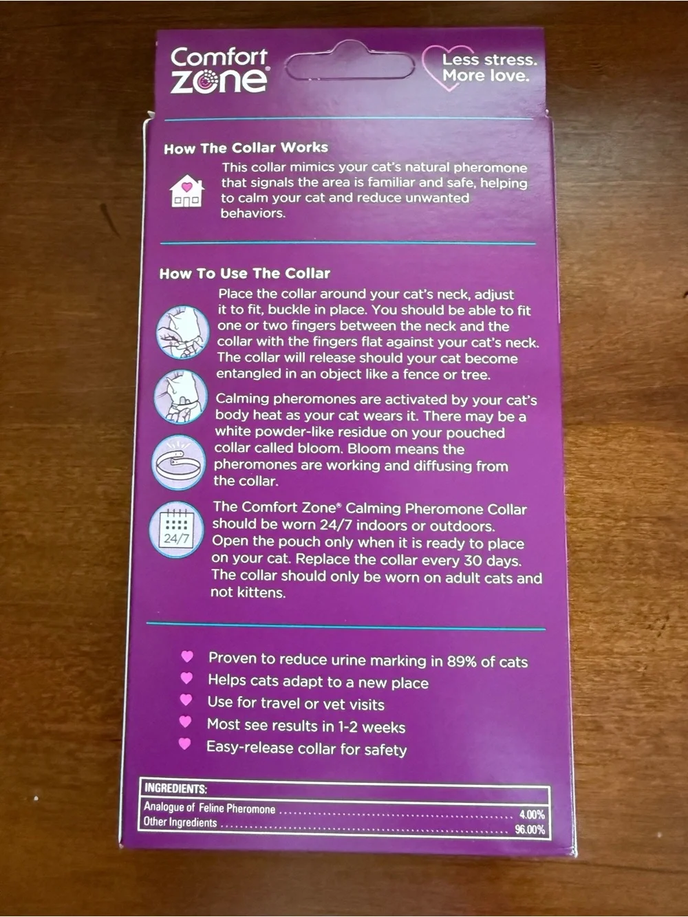 NIB Comfort Zone Calming Pheromone Cat Collars - White, 2 Pack